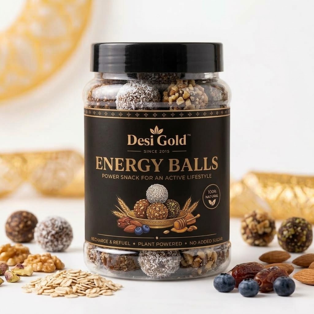 Desi Gold Artisanal Dry Fruit Energy Balls – Date, Nut & Coconut Power Bites (500g)