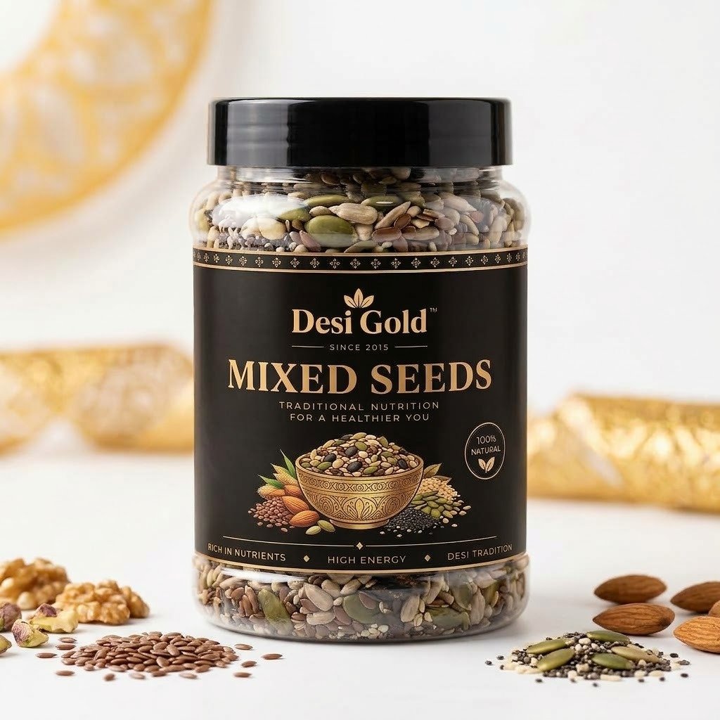 Desi Gold 7-in-1 Roasted Mixed Seeds – Nutrient-Dense Omega & Fiber Crunch (500g)